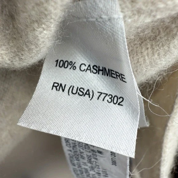 ZARA KNIT 100% Cashmere Oatmeal Beige V-Neck Sweater Size S - Picture 4 of 7